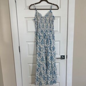 Anna Cate Blue White Maxi Dress with Adjustable Straps